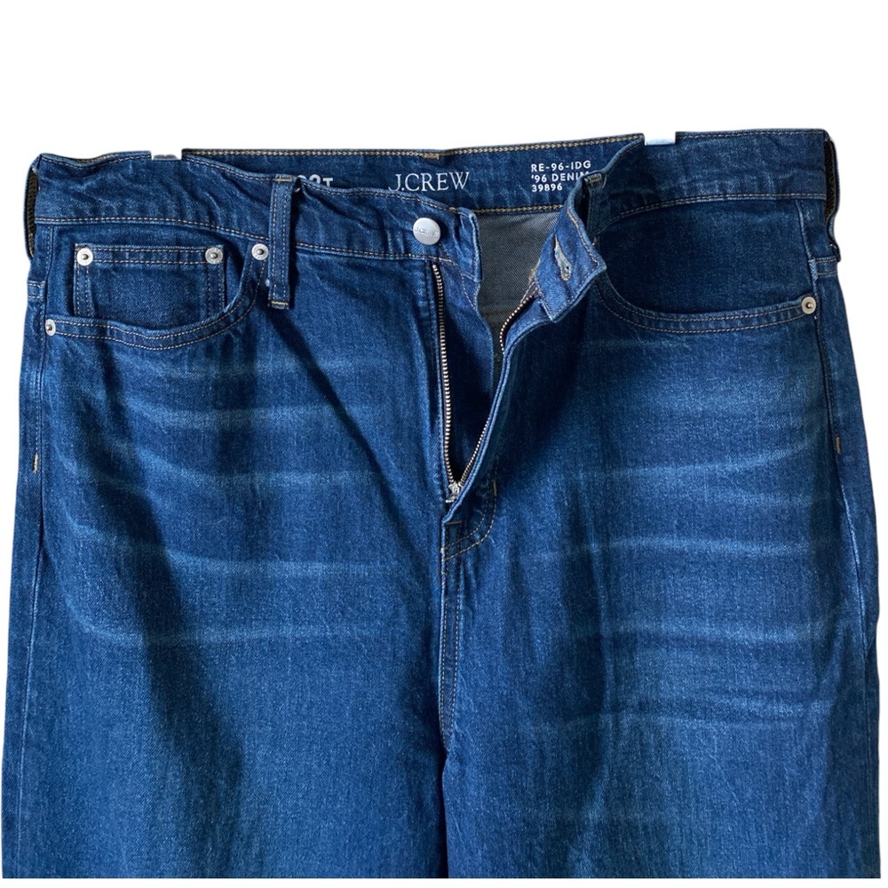 J. Crew Women's High-Rise Denim Wide Leg Trouser Blue Jeans Size 32T - Picture 7 of 11